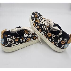 Toms Youth 2 Girls Cordones Cupsole Black Sun Daisy Sneaker Recycled Fairygoth
